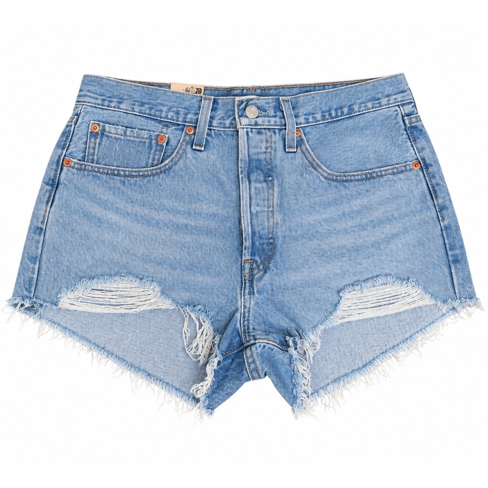Levis 501 Micro Shorts Light Wash Distressed Denim Cut Offs Size 30 NEW